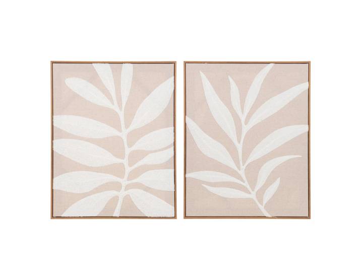Bestickte beige, braune und weiße Leinwände (x2) 40x50 cm