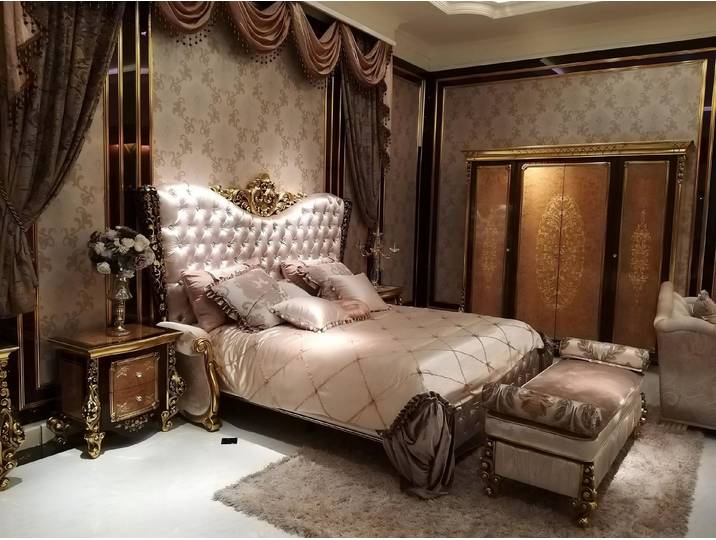 Xlmoebel Bett Luxuriöses Ehebett im Barock-Rokoko-Stil mit Verzierungen (Bett), Hergestellt in Europa
