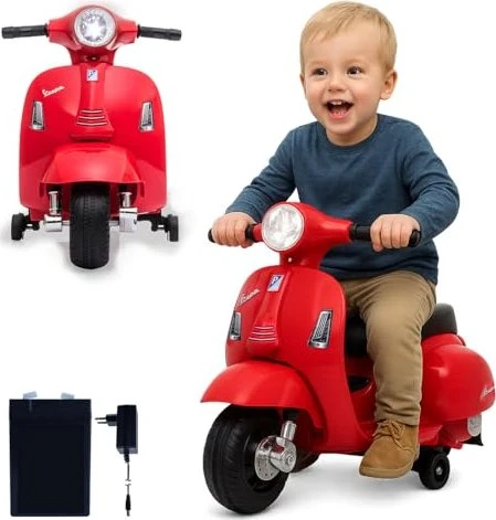 Ride-on Vespa Mini, Kinderfahrzeug rot, Lithium-Ionen-Akku
