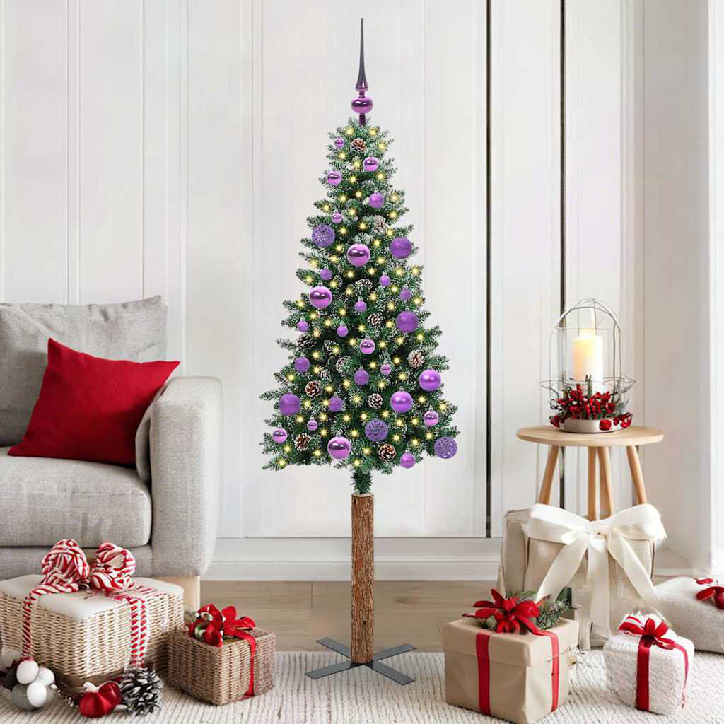Latitude Run Slim Christmas Tree with 150 LEDs Purple 4.92' H