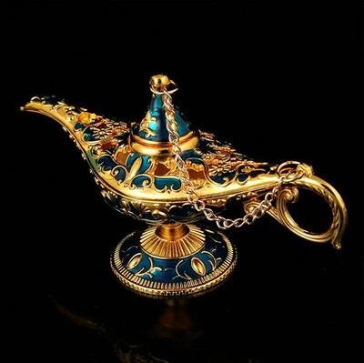 Inspire Essentials Vintage Magic Aladdin Lamp Decor Antique Genie Style Home Accent blue