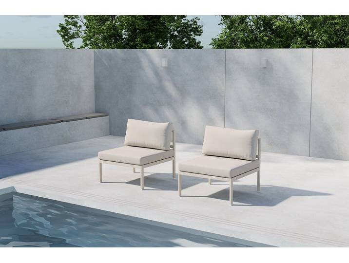 Garten Loungesessel Amina - mit wetterfesten Kissen in Beige - Beige - Luxusbetten24
