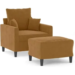 vidaXL Sessel mit Hocker Braun 60 cm Samt