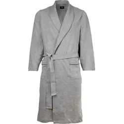 BOSS Herren Bademantel - Robe, Morgenmantel, Baumwolle, Logo Grau / M
