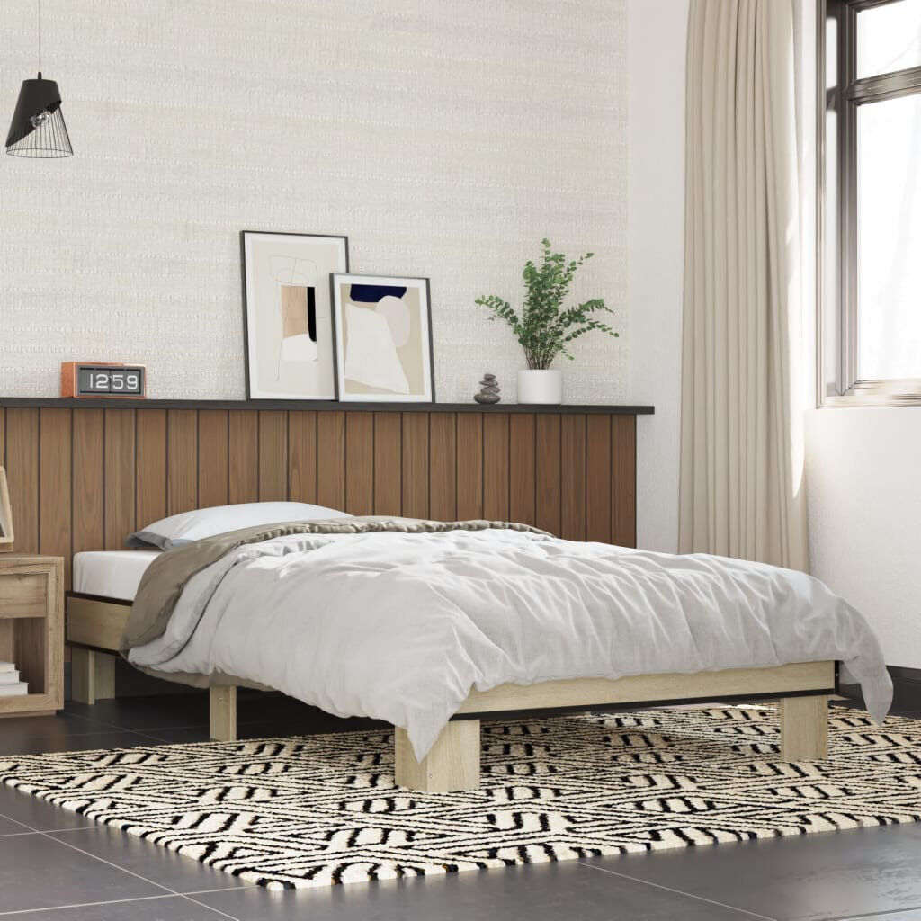 17 Stories Otylie Bed Frame Sonoma Oak UK Small Single - DE 75 x 190 cm