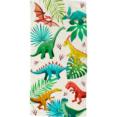Strandtuch GOOD MORNING "Dinos", weiß (multi, sanftes weiß), B:75cm L:150cm, Microfaser, Obermaterial: 100% Polyester, Handtücher, 100% Mikrofaser, 75x150, Schnelltrocknend, Kind, Junge, Dino, Natur