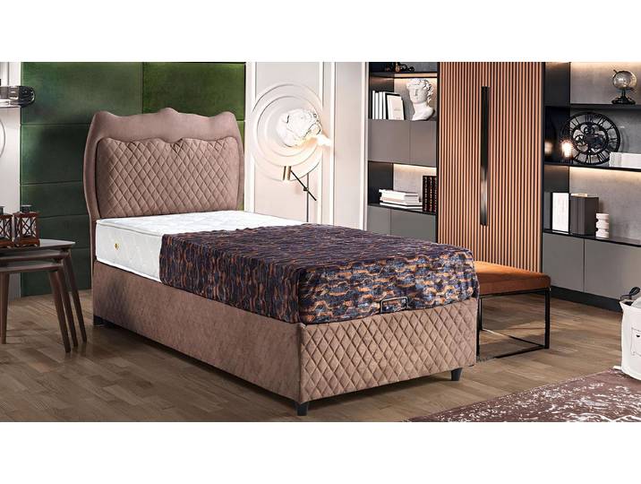 JVmoebel Polsterbett Luxuriöses braunes Polstermöbel mit stilvollen schwarzen Füßen (Bett), Made in Europa