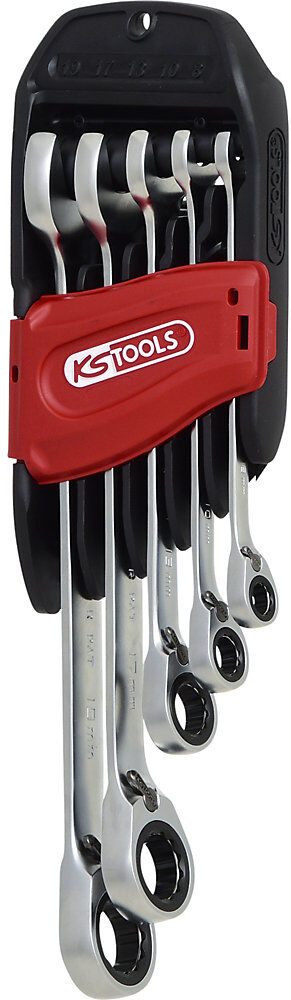 GEARplus® RINGSTOP-Ratschenringmaulschlüssel-Satz abgewinkelt, Flank Traction, 5 Teile KS Tools