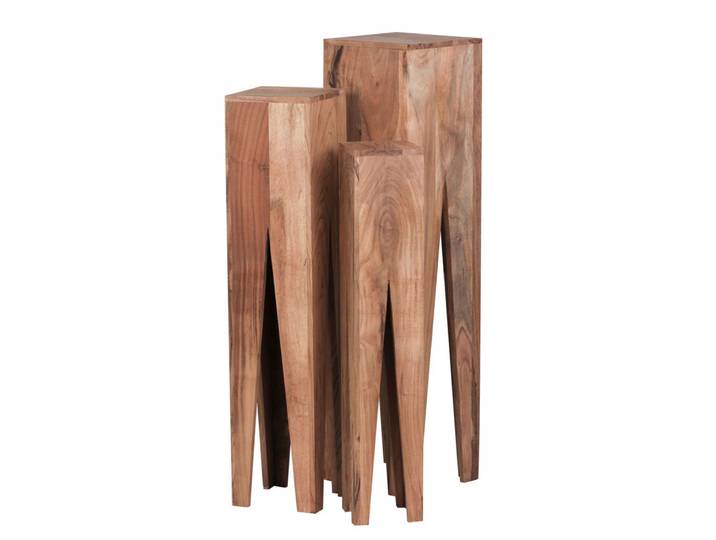 Beistelltische Davy 3er-Set Massivholz Akazie braun