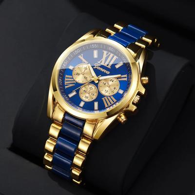 Inspire Select Luxury Roma Dial Men's Quartz Watch 1.65in Business Stainless Style Wristwatch blue Without Box