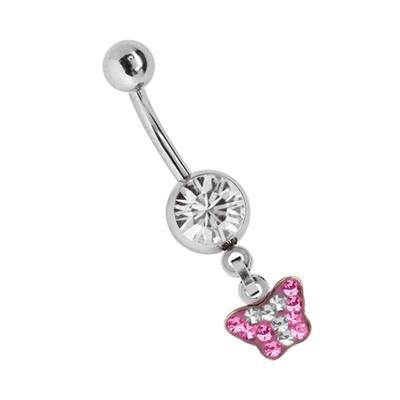 Bauchnabelpiercing ADELIA´S "Piercing Piercing Bauchnabelpiercing", Damen, Gr. onesize, bunt, Chirurgiestahl, Piercings, 316l Stahl Piercing Banane Multistrass Schmetterling
