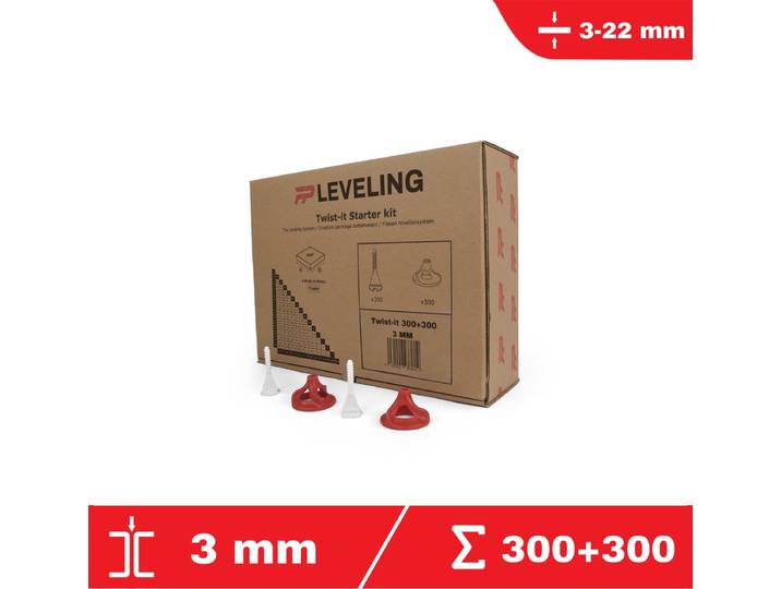 Twist-it Starter kit 3 mm - 300 schroef clips + 300 twisters - 3-22 mm tegel dikte - Tegel leveling systeem - PRO