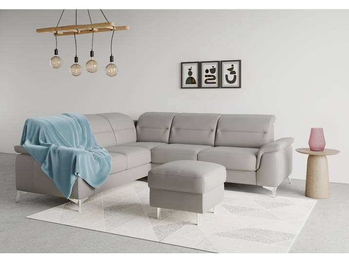 Ecksofa SIT & MORE Sinatra L-Form , grau, B:251cm H:85cm T:231cm, 100% Polyester, Sofas, Ecksofa, optional mit Kopfteilverstellung und Armteilfunktion