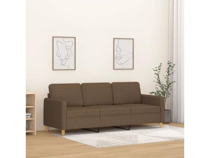 ZQQLVOO 3-Sitzer Sofa Braun 180 cm Stoff Metallgestell Stabil, Dick Polsterung, Atmungsaktiv, 110 kg Pro Sitzplatz