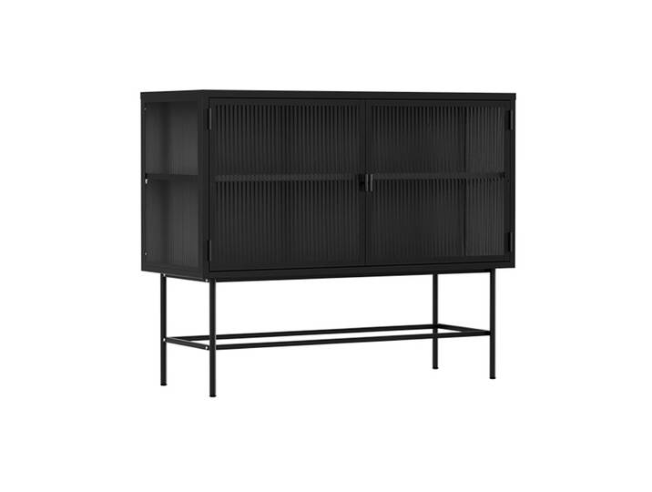 Oviala - Buffet coloré en métal et verre 2 portes 110 cm