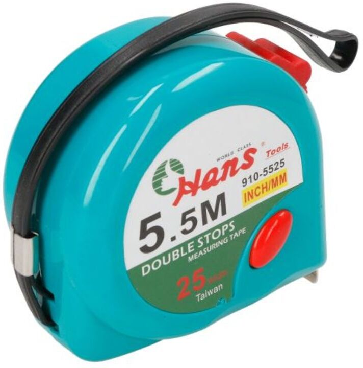 Fita métrica, tipo: fita retrátil, gama de medição: 0-5,5 m HANS 910-5525