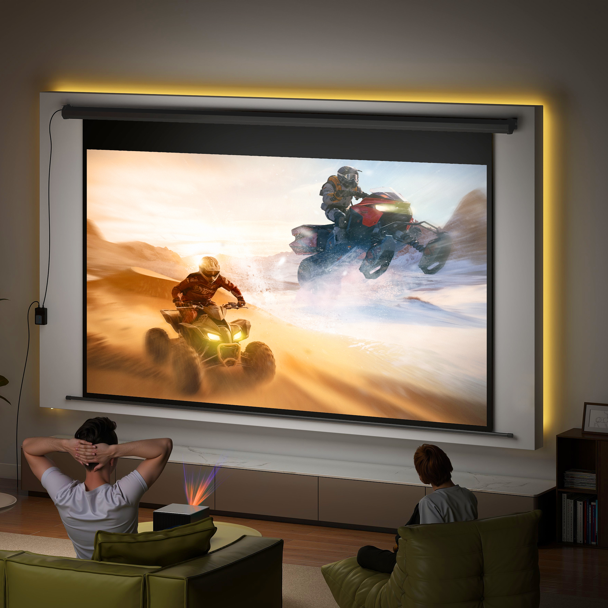 Homcom Telo per Proiettore 120" 16:9 Motorizzato con Telecomando, Fissaggio a Muro e Soffitto, Nero   Aosom Italy