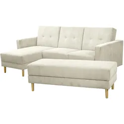 FUNKTIONSSOFA mit Hocker Kattie Cordstoff creme