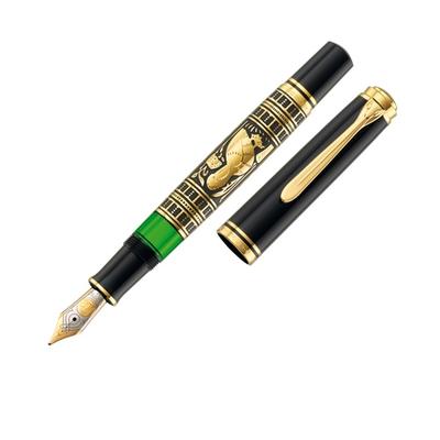 Pelikan Toledo 900, Schwarz, Gold, Grün, Integriertes Befüllsystem, Harz, Gold/Rhodium, Fettdruck, Beidhändig