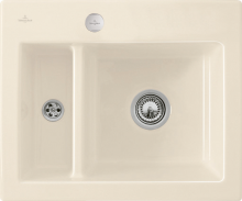 Villeroy & Boch 67802FKR Subway 60 XM flat Crema Keramikspüle Excenterbetätigung flächenbündig 60 cm Unterschrank