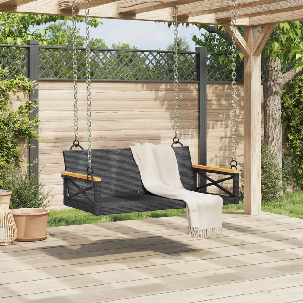 vidaXL Balancelle noir 109x62x40 cm résine tressée