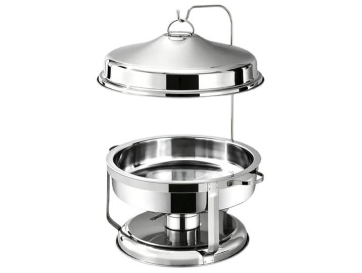 9L Chafing Dish Buffet-Set, Edelstahl-Buffetkocher Hängender oberer Deckel, runder Wärmer for Hotel, Party(Silver)