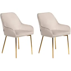 ESSZIMMERSTUHL 2er-Set Samtstoff Beige Loverna