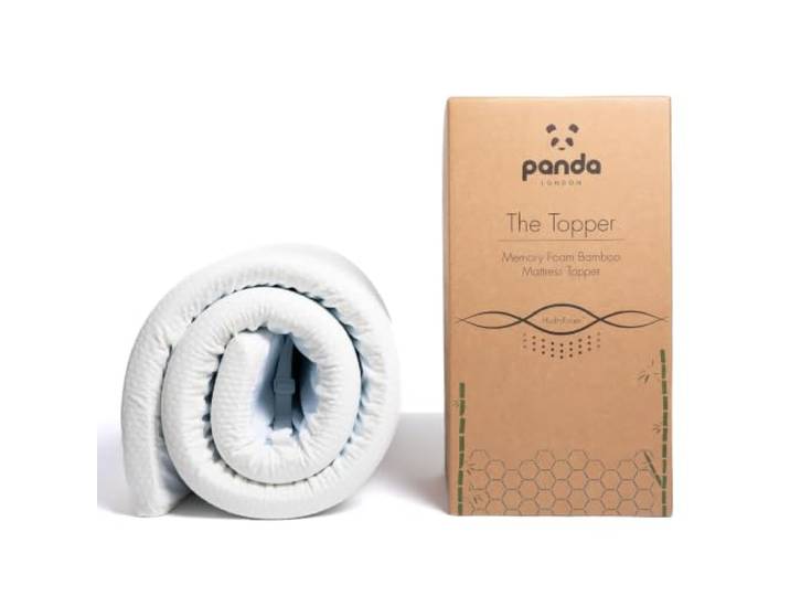 Panda Bambus-Matratzenauflage mit Gel-Memory-Schaum, UK-Doppelbett, 5 cm dick, mittelfeste Weichheit, orthopädische Nacken-, Wirbelsäulen-, Hüftunterstützung, verstellbare Gurte, Temperaturkontrolle