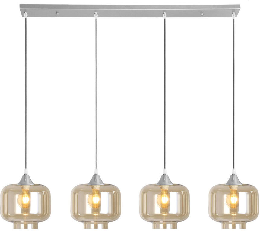 Ebern Designs Khue 4 - Light Kitchen Island Pendant Amber/Silver
