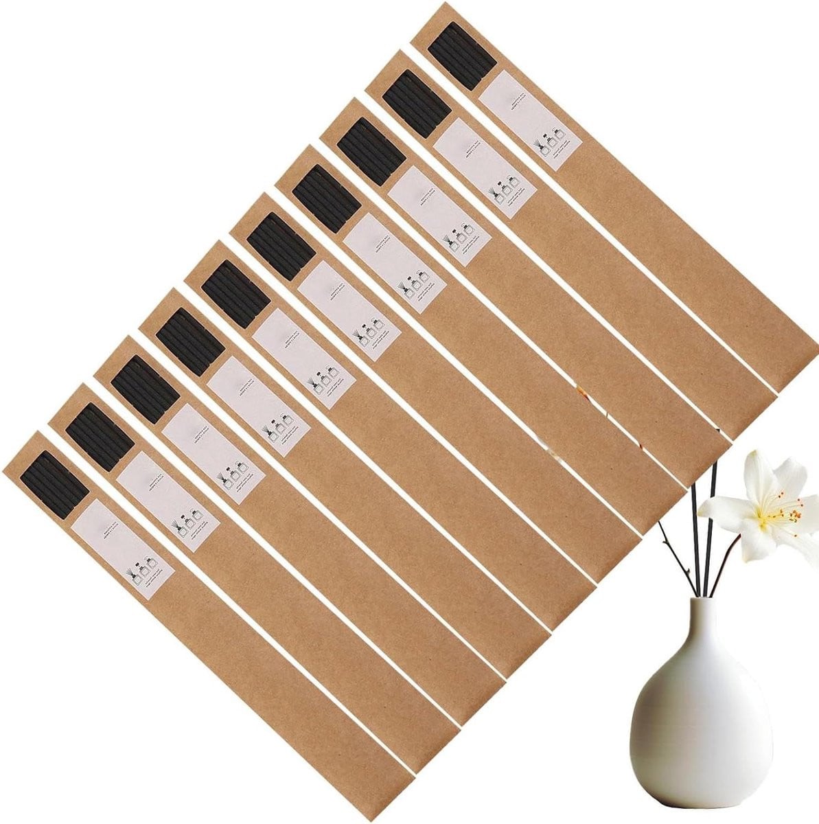Geurverspreider Stokken - 60 stuks Zwarte Rotan Diffusor Vervangstokken - 23 cm
