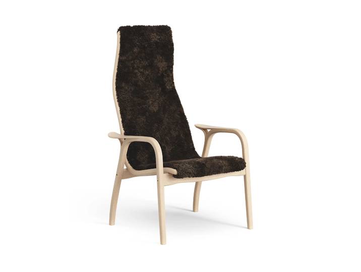 Swedese Lamini Kindersessel lackierte Buche/Schaffell Espresso (braun)