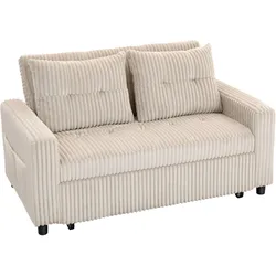 SCHLAFSOFA Polyester Stahl Cremeweiß