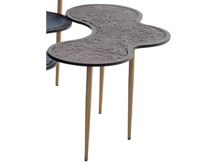 Xlmoebel Couchtisch Designer Couchtisch mit Steinplatte und schwarzem Metallgestell (Packung, Designer Couchtisch, Steinplatte), Made in Europa