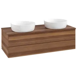 Villeroy und Boch Antao Waschtisch-Unterschrank L24012HM mit Beleuchtung, 120x36x50cm, Waschbeckenplattenfarbe warm walnut, warm walnut