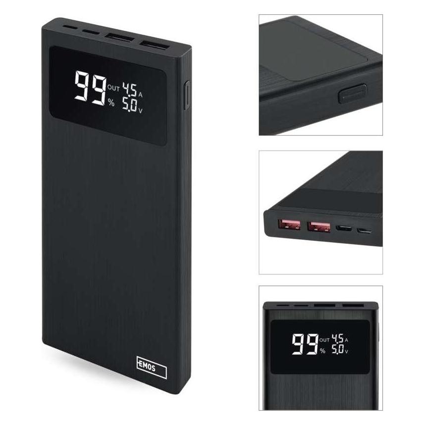 Emos Powerbank BetaQ 10, 10 000 mAh, 22,5 W, schwarz (10000 mAh, 22.50 W, 37 Wh) (43039427)