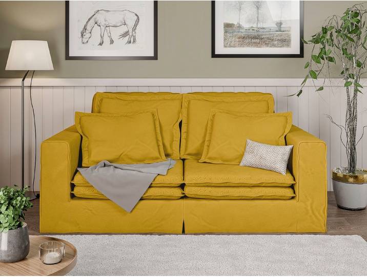 Home affaire 3-Sitzer ALISSAS BIS mit vielen Kissen, Biesen an den Kissen, Hussen-Optik, kleine Taschen an der Seite zum Verstauen
