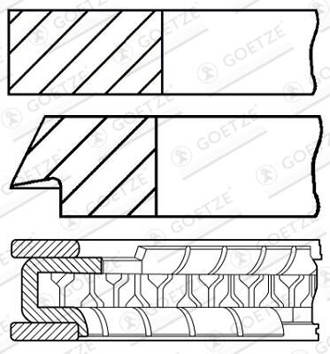 Goetze Engine Kolbenringsatz 08-439900-00 Für Toyota