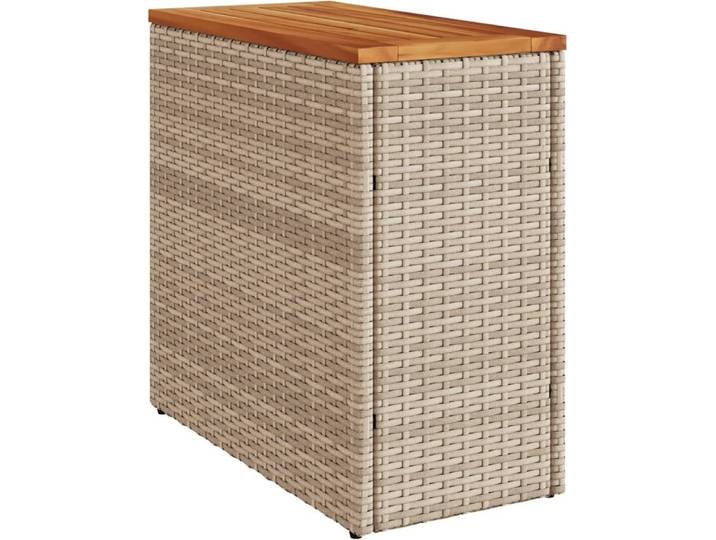 Garten-Beistelltisch Holzplatte Beige 58x27,5x55 cm Poly Rattan