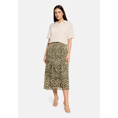 Midirock CARTOON "Damen mit Plissee", Damen, Gr. 38, khaki, cream, Obermaterial: 100% Polyester. Futter: 96% Viskose, 4% Elasthan, figurumspielend lang, Röcke