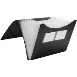 FolderSys Fächer Gummizugmappe A4 PP 12 Fächer Gummizug vollfarbig schwarz Packung mit 10 Stück
