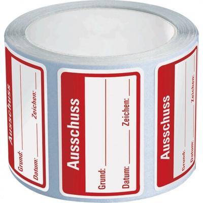 Aufkleber I Qualitätsaufkleber Ausschuss, Haftpapier, ablösbar, 40x25mm, 250/Rolle