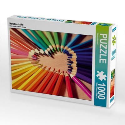 CALVENDO Puzzle Herz Buntstifte | 1000 Teile Lege-Größe 64x48cm Foto-Puzzle für glückliche Stunden