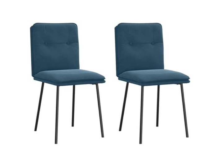 KTHLBRH Esszimmerstuhl 2er Set Blau Samt mit Metallgestell Samtbezug, Metall-Sperrholz-Gestell, dicke Schaumstoffpolsterung, ergonomisch, vielseitig nutzbar