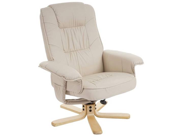 MCW Fauteuil de télé M56 fauteuil de relaxation sans tabouret similicuir ~ crème