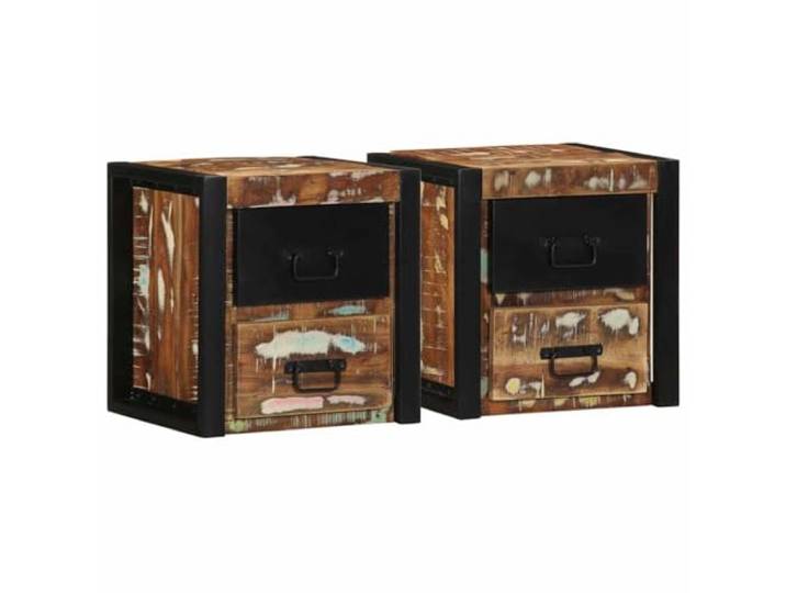 Heofavd Nachttisch 2er Set Wand-Nachttische Altholz Massiv 40x35x40 cm