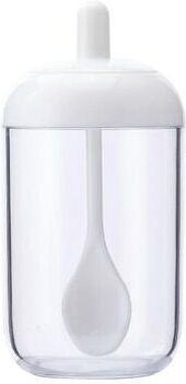 United Modern Round Spice Jar With Spoon For Salt, Sugar & Seasoning Storage white