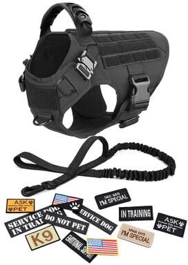 Uplift Essentials Professional Military Tactical Dog Training Harness And Leash Set black xl