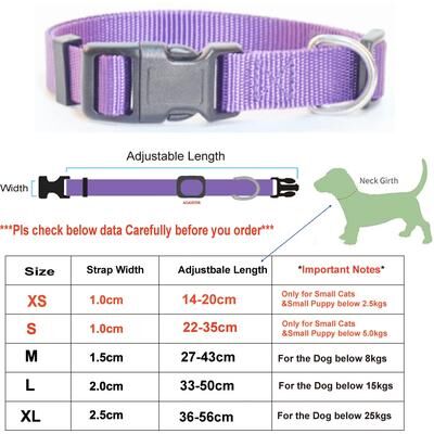 Uplift Treasures Adjustable Nylon Pet Collar For Dogs And Cats collar purple xs 5.517.87 In Smallest