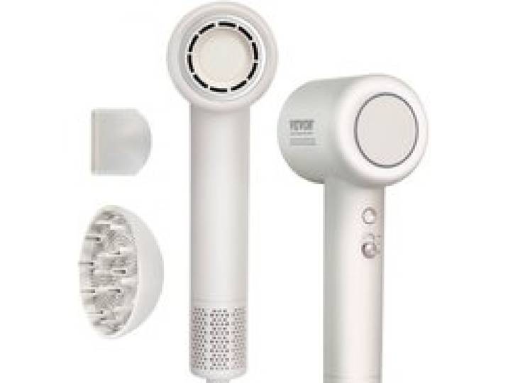 VEVOR Sèche-cheveux haute vitesse avec moteur sans balais 105000 tr/min, 200 millions d'ions négatifs, lumières LED 3 couleurs et 2 vitesses, sèche-cheveux léger avec diffuseur buse pour maison voyage
