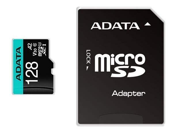 ADATA Premier Pro V30S microSDXC UHS-I Speicherkarte 128 GB mit SD-Adapter AUSDX128GUI3V30SA2-RA1